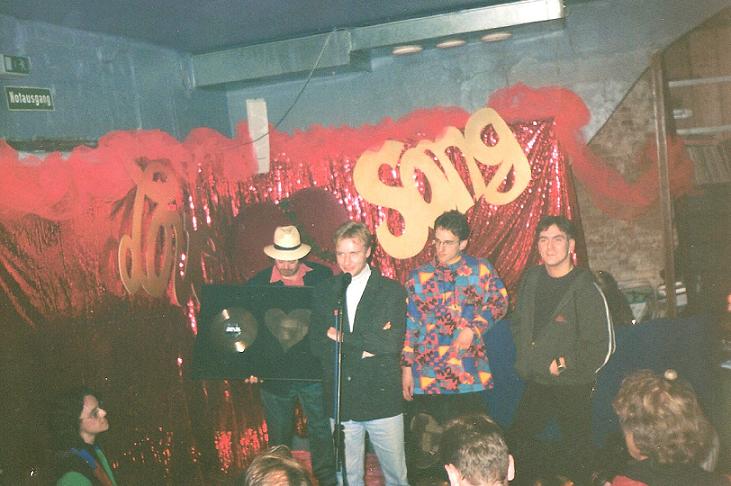 1995: Platinum and Giold presentation for Love Song. Left to right: Self, Tim Renner (Motor Music),  Andreas Schottler and Mark Oh.