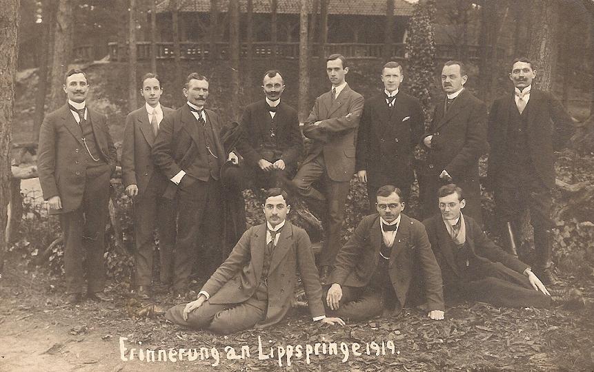 Taking the spa waters at Lippspringe in 1919. Walther is in the back row, 5th from left.
