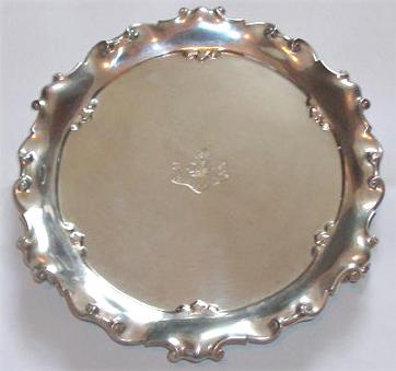 Salver engraved with the Allen crest.