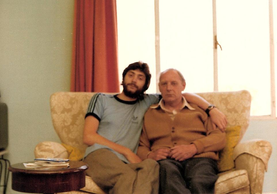 With his father Clive in Spain in 1979.