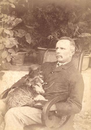 With his dog Tippy, 3rd September 1888, Jeypore.